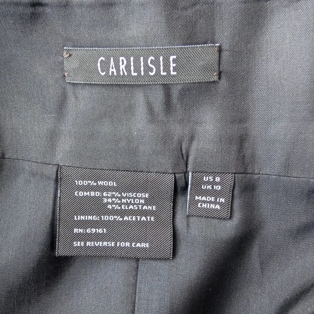 Carlisle White Black Houndstooth Wool Midi Skirt Women's Size 8 - Picture 7 of 7